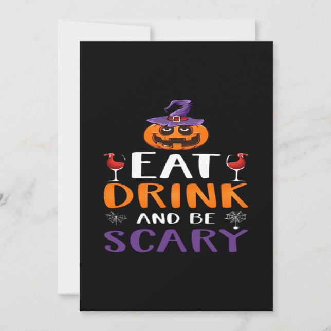 Eat Drink And Be Scary Halloween Party Witch Drink Holiday Card (Front)