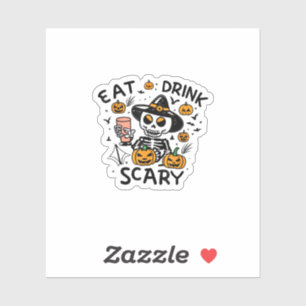 Eat Drink And Be Scary Halloween Pumpkin Miniature