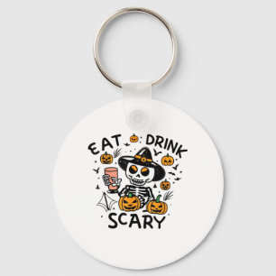 Eat Drink And Be Scary Halloween Pumpkin Miniature Key Ring