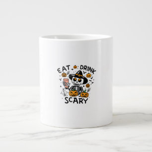 Eat Drink And Be Scary Halloween Pumpkin Miniature Large Coffee Mug