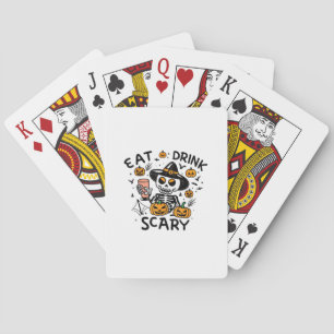 Eat Drink And Be Scary Halloween Pumpkin Miniature Playing Cards