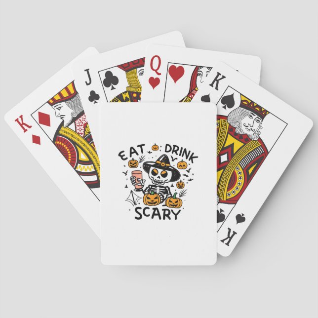 Eat Drink And Be Scary Halloween Pumpkin Miniature Playing Cards (Back)