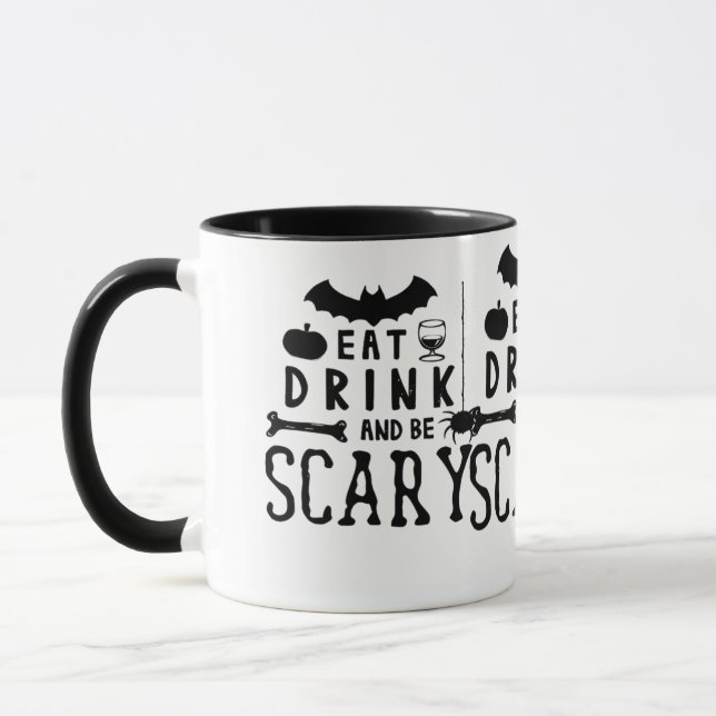 Eat Drink And Be Scary Halloween Quote Mug (Left)