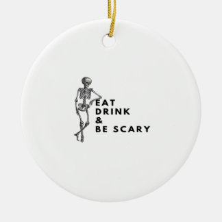 Eat Drink And Be Scary Halloween Skeleton Vintage Ceramic Tree Decoration