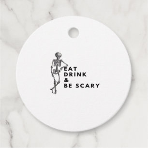 Eat Drink And Be Scary Halloween Skeleton Vintage Favour Tags