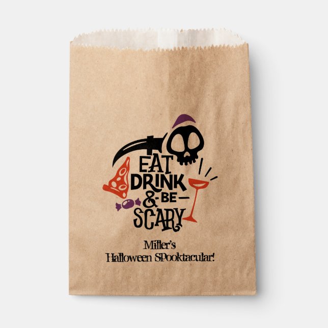Eat Drink and Be Scary Halloween Treat Favour Bags (Front)