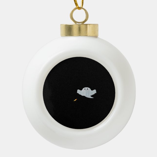 Eat Drink And Be Scary Halloween Trendy Casual Ceramic Ball Christmas Ornament (Front)