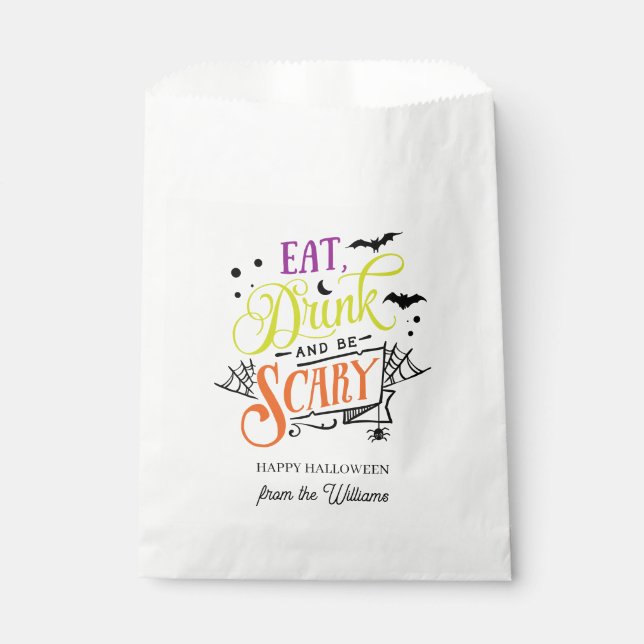 Eat, Drink and Be Scary Halloween Typography Favour Bags (Front)