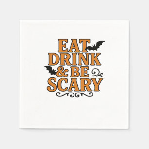Eat Drink And Be Scary Halloween Vintage Graphic Napkin