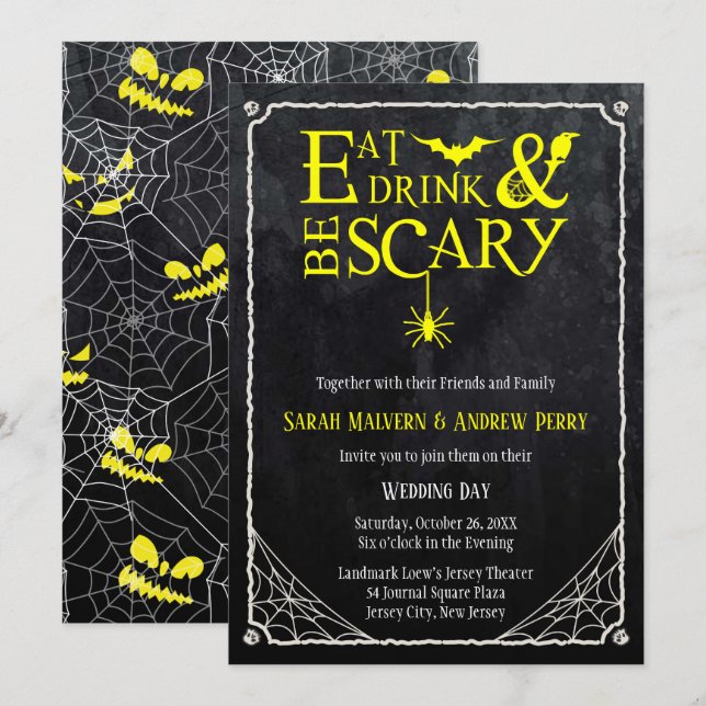 Eat, Drink and Be Scary Halloween Wedding Invite (Front/Back)