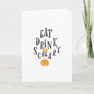 Eat Drink And Be Scary Happy Halloween Vintage Coo Card