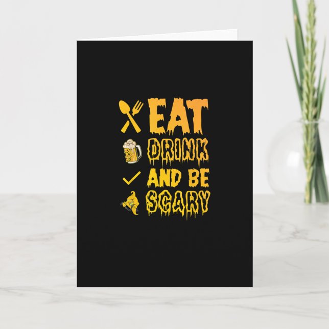 Eat Drink And Be Scary I Halloween Retro Classic Card (Front)