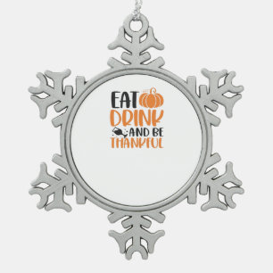Eat Drink And Be Scary Minimal Clean Snowflake Pewter Christmas Ornament