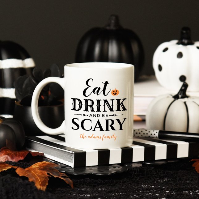 Eat Drink and Be Scary Modern Typography Halloween Coffee Mug (Creator Uploaded)