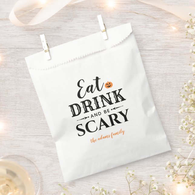 Eat Drink and Be Scary Modern Typography Halloween Favour Bags (Clipped)