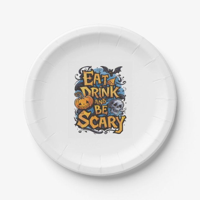 Eat, Drink, and Be Scary Paper Plate (Front)