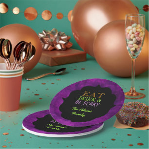 Eat Drink and Be Scary Purple Halloween Paper Plate