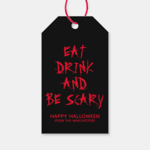 Eat drink and be scary red blood custom Halloween Gift Tags