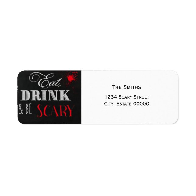 Eat Drink and be scary red Halloween label (Front)