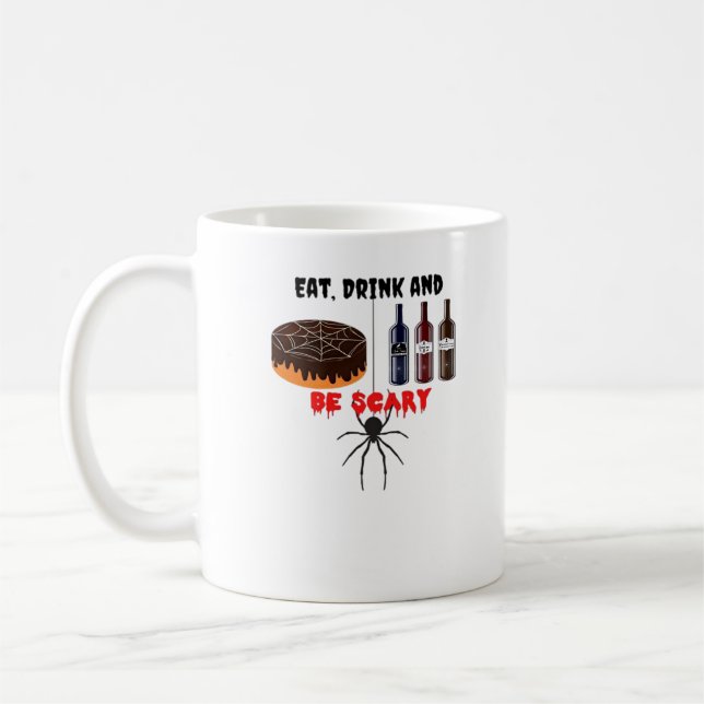 Eat Drink And Be Scary Retro Classic Coffee Mug (Left)