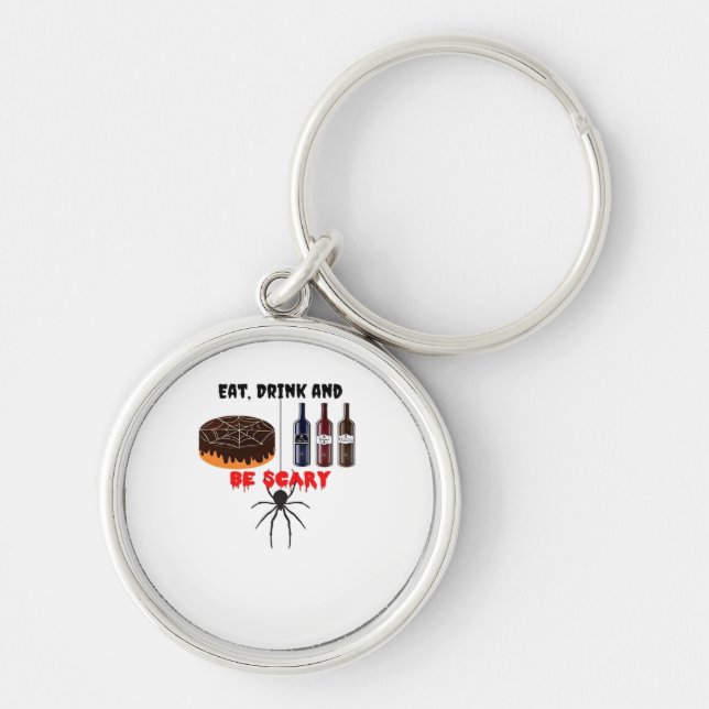 Eat Drink And Be Scary Retro Classic Key Ring (Front)