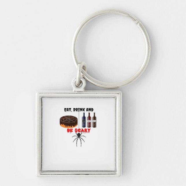 Eat Drink And Be Scary Retro Classic Key Ring (Front)