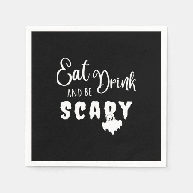 Eat Drink And Be Scary Retro Graphic Napkin (Front)