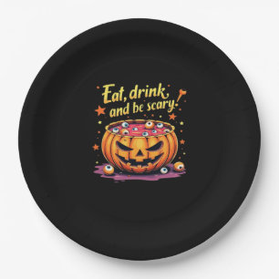 Eat, Drink, and Be Scary Scary Movie Night Hallowe Paper Plate