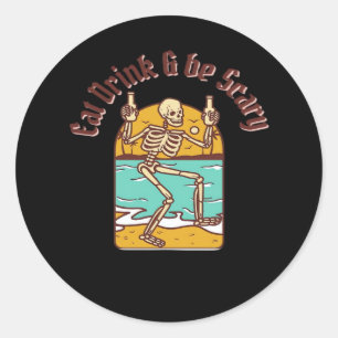 Eat Drink And Be Scary Simple Clean Classic Round Sticker