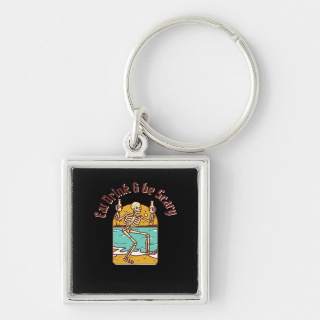 Eat Drink And Be Scary Simple Clean Key Ring (Front)