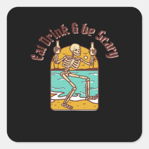 Eat Drink And Be Scary Simple Clean Square Sticker