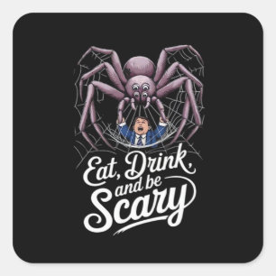 Eat Drink And Be Scary Spider Classic Vintage Styl Square Sticker