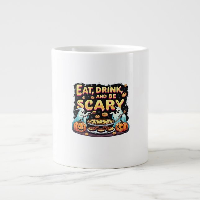 Eat Drink And Be Scary Spooky Bakery Halloween Coo Large Coffee Mug (Front)