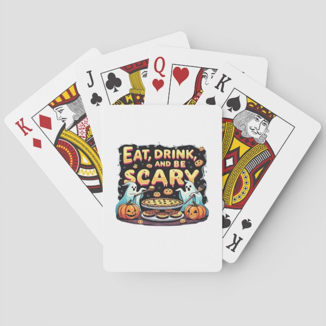 Eat Drink And Be Scary Spooky Bakery Halloween Coo Playing Cards (Back)