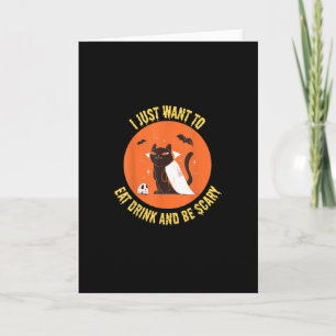 Eat Drink And Be Scary Spooky Cat Halloween Card