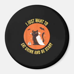 Eat Drink And Be Scary Spooky Cat Halloween Magnet