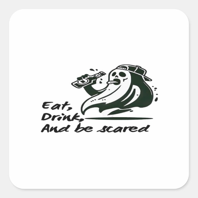 Eat Drink And Be Scary Spooky Club Cool Unique Square Sticker (Front)
