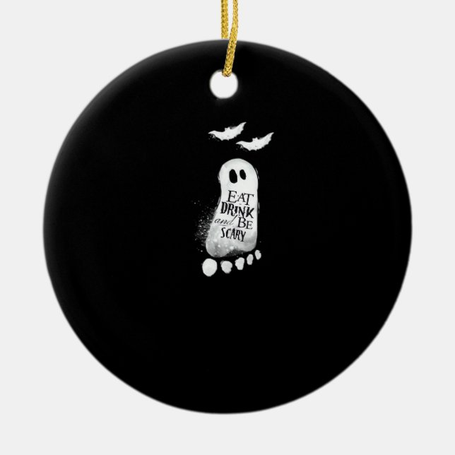 Eat Drink And Be Scary Trendy Graphic Ceramic Tree Decoration (Front)