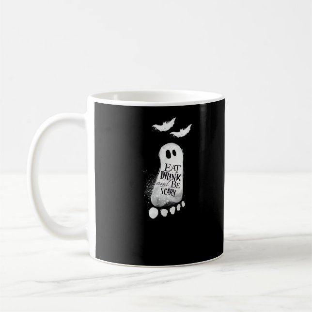 Eat Drink And Be Scary Trendy Graphic Coffee Mug (Left)