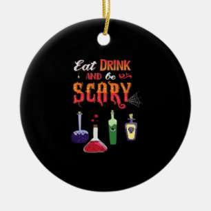 Eat Drink And Be Scary Vintage Art Ceramic Tree Decoration