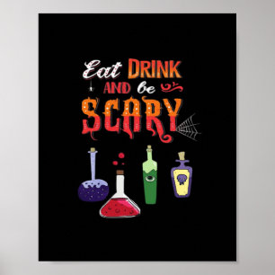 Eat Drink And Be Scary Vintage Art Poster