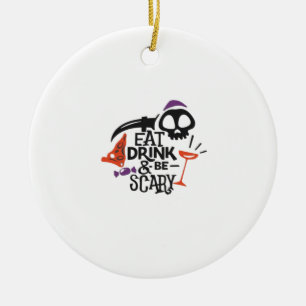 Eat Drink And Be Scary Vintage Graphic Ceramic Tree Decoration