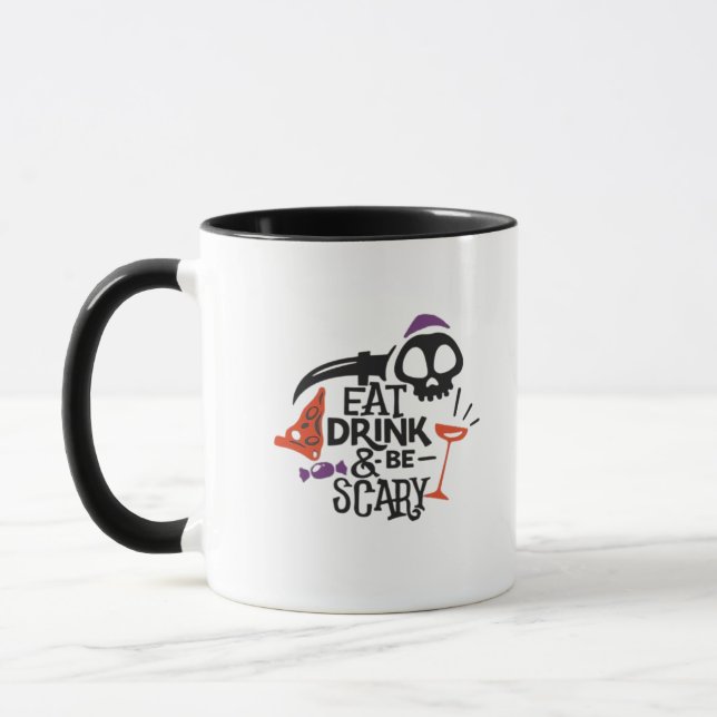 Eat Drink And Be Scary Vintage Graphic Mug (Left)