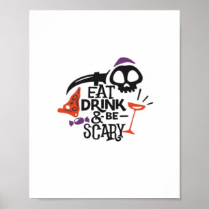 Eat Drink And Be Scary Vintage Graphic Poster