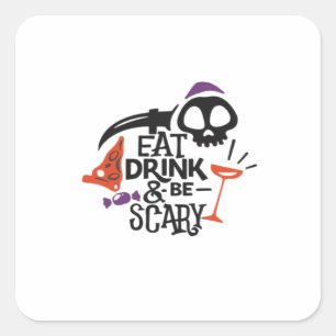 Eat Drink And Be Scary Vintage Graphic Square Sticker