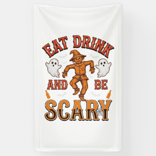 Eat Drink And Be Scary Vintage Halloween Shirt Des Banner
