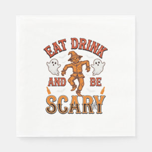 Eat Drink And Be Scary Vintage Halloween Shirt Des Napkin