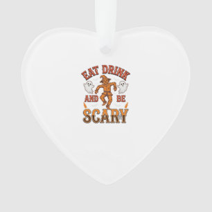 Eat Drink And Be Scary Vintage Halloween Shirt Des Ornament