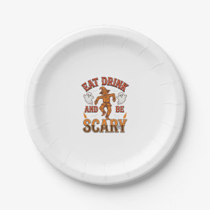 Eat Drink And Be Scary Vintage Halloween Shirt Des Paper Plate