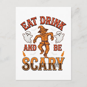 Eat Drink And Be Scary Vintage Halloween Shirt Des Postcard